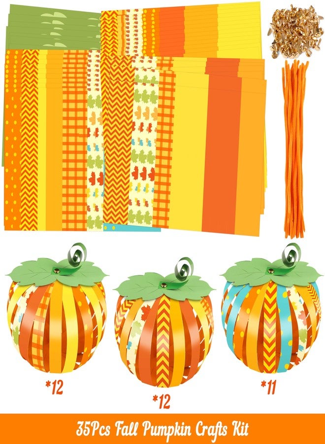 80UncleKimby 35Pcs Fall Pumpkin Crafts Kit for Kids - Halloween Thanksgiving DIY Paper Strip Art for Autumn Holiday School Classroom Activities Party Decor - Image 3